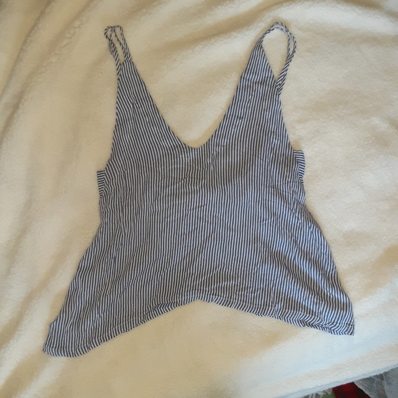 3/$13 Blue and White Tank Top with Bow - Picture 2 of 3